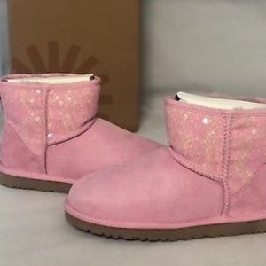 Uggs mini pink lace and sequin mini boot